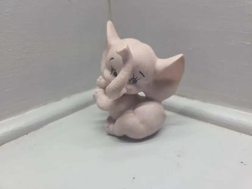 Kelvin's Pottery PINK Elephant Wearing Bow Tie Kitschy Anthropomorphic
