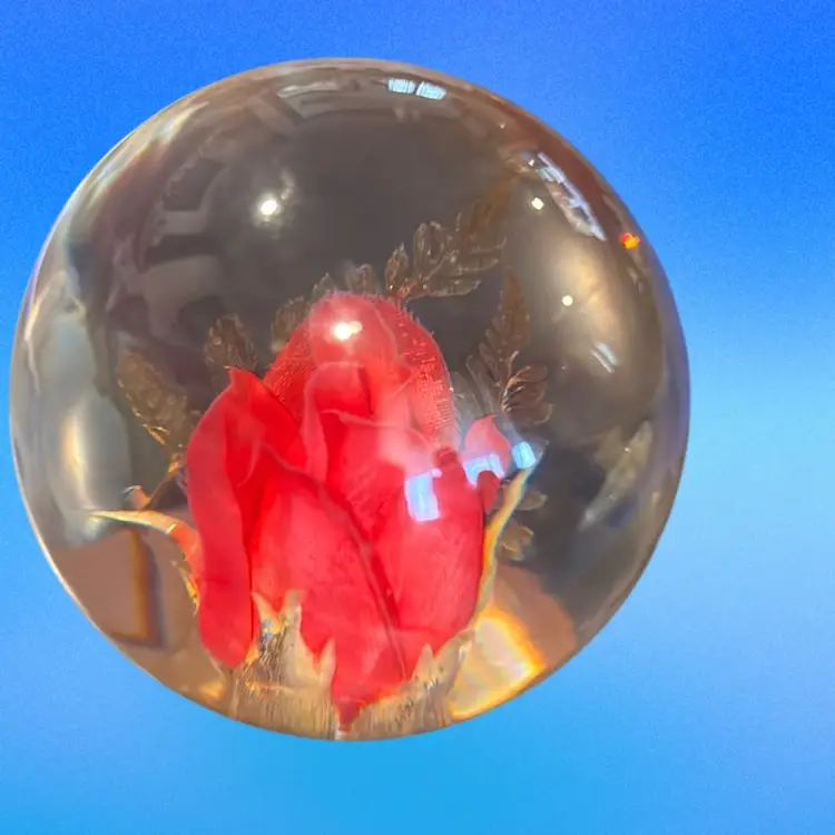 Lucite Rose Paperweight