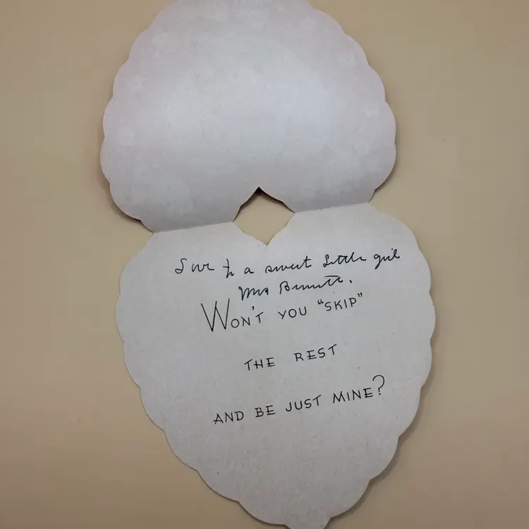 Vintage Valentine Jump Rope Puppy Die Cut Heart Card - Used