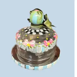 Vintage Hand Painted Covered Butter Pat Dish 4”