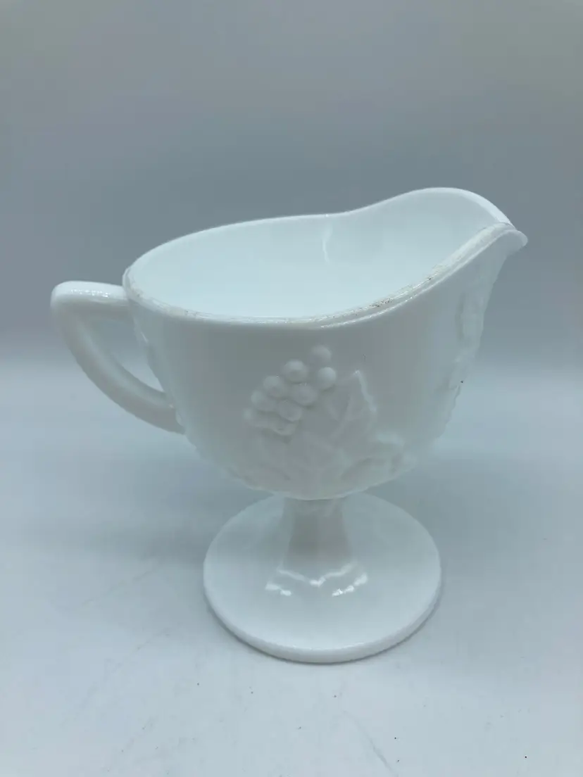 Vintage Milk Glass Harvest Grape Pattern Creamer
