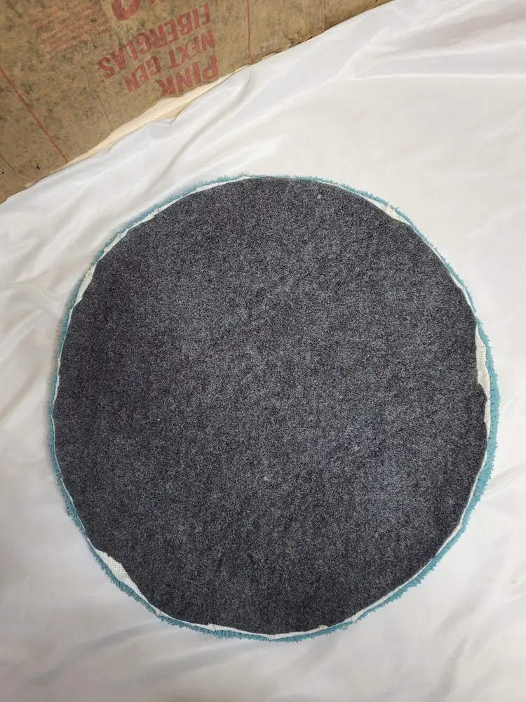 KARMA is a cat gray sleeping kitty round rug wall decor