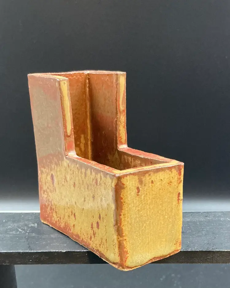 Handmade L shaped trinket or business card holder. Not signed