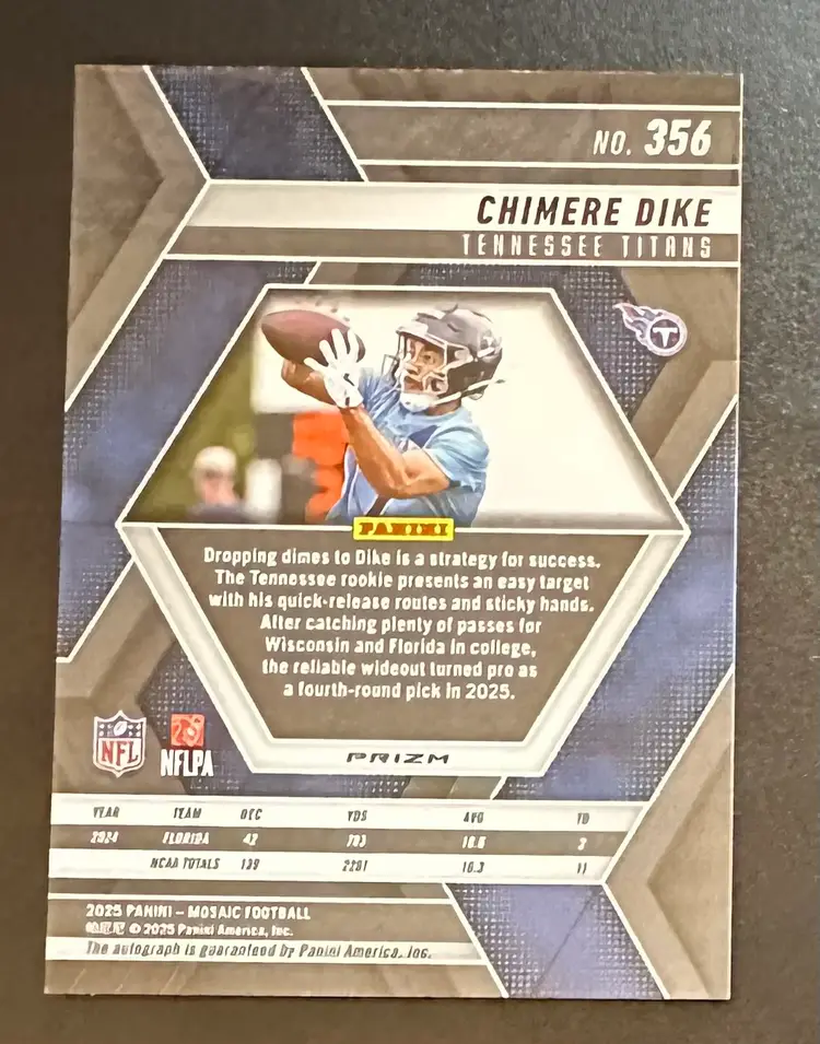 Chimere Dike Mosaic Auto Blue No Huddle Rookie Card - Titans