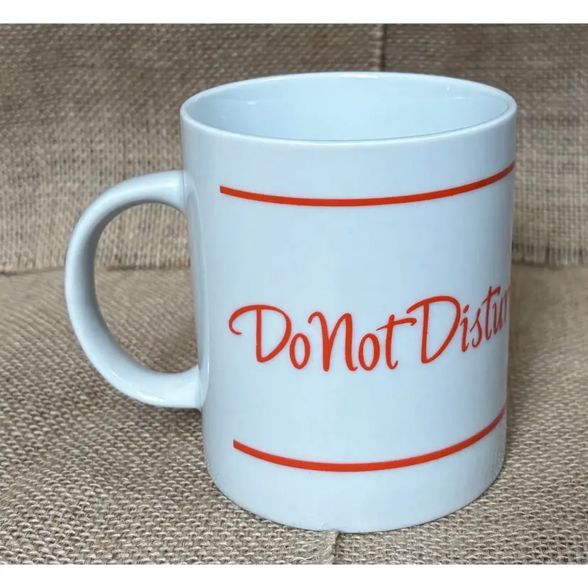 Vintage Do Not Disturb White Orange Coffee Mug Cup Minimalist Simplicity Neutral