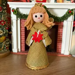 Vintage Christmas Burlap Cone Angel Japan (B)