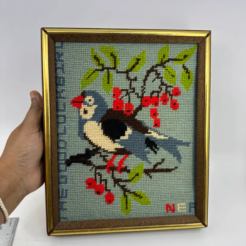 Needlepoint Bird In Frame
