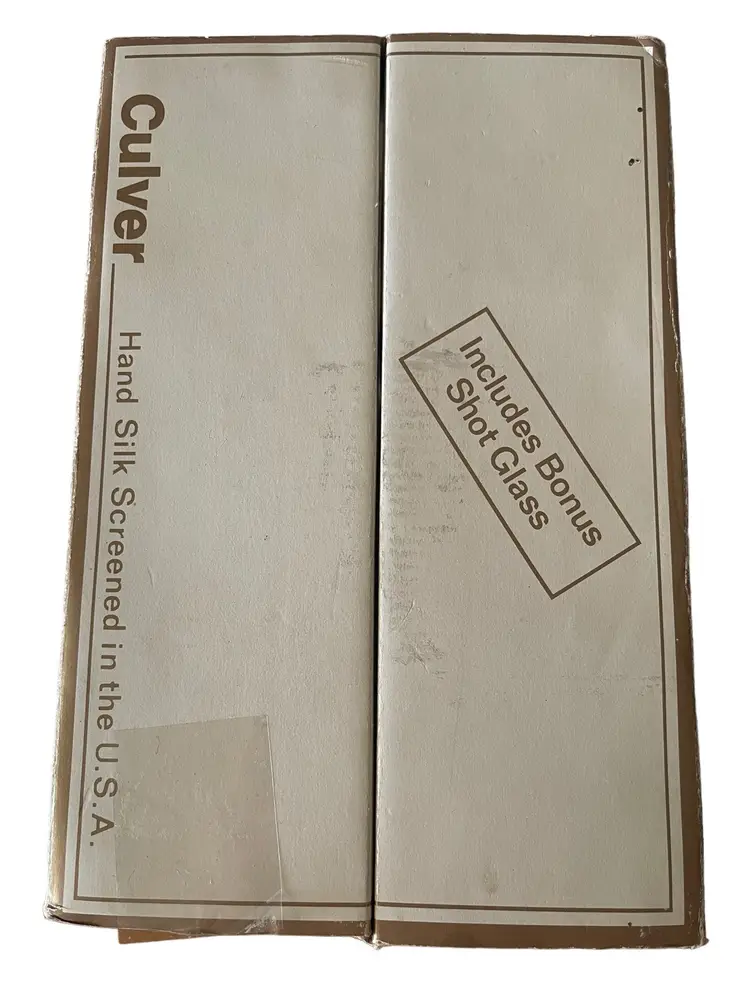 Vintage Holiday Culver Bar Set 5 Glasses 14 oz Shot Glass Hand Silk Screened W Box