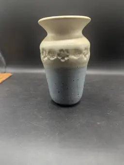 Studio Art Pottery Signed Unidentified Stoneware Wall Pocket Vase.