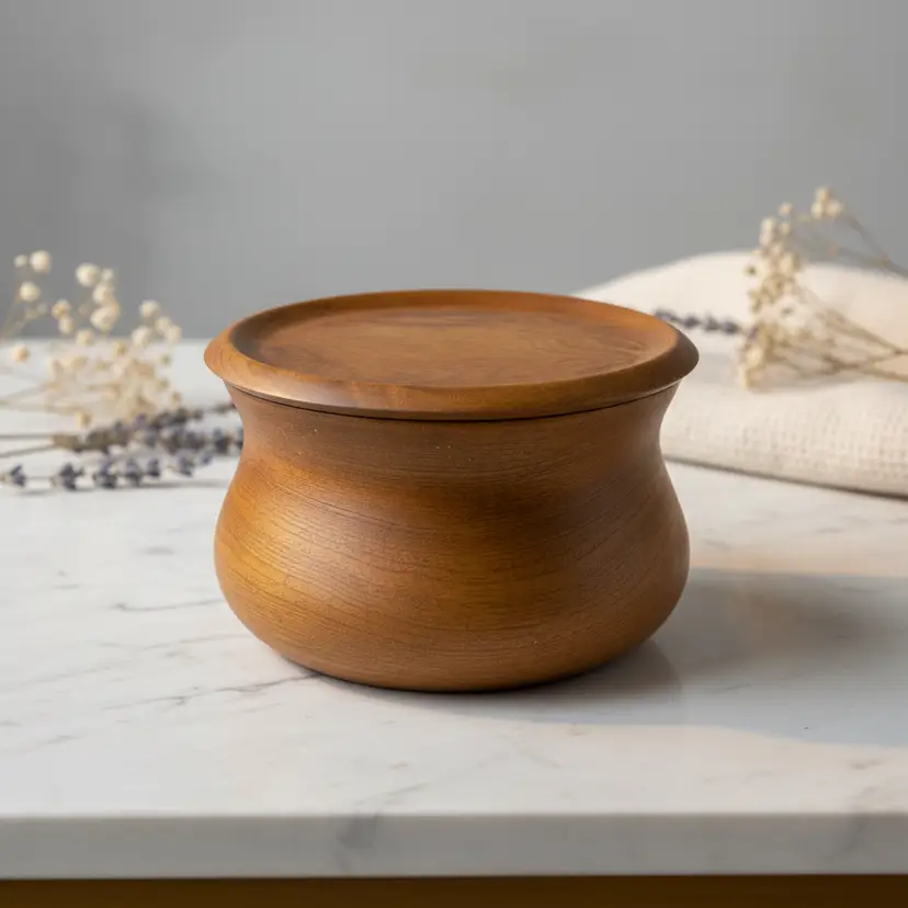 Turned Myrtle Wood Candle Holder or Trinket Dish, 5.25" Diameter