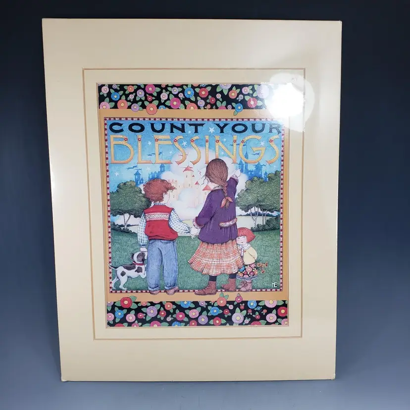 Mary Engelbreit Art Print 1983 COUNT YOUR BLESSINGS Matted 11 x 14 Sealed Lithograph