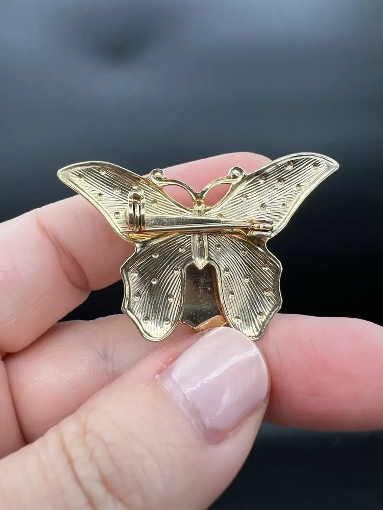 Golden Jelly Belly Butterfly Brooch Not Marked