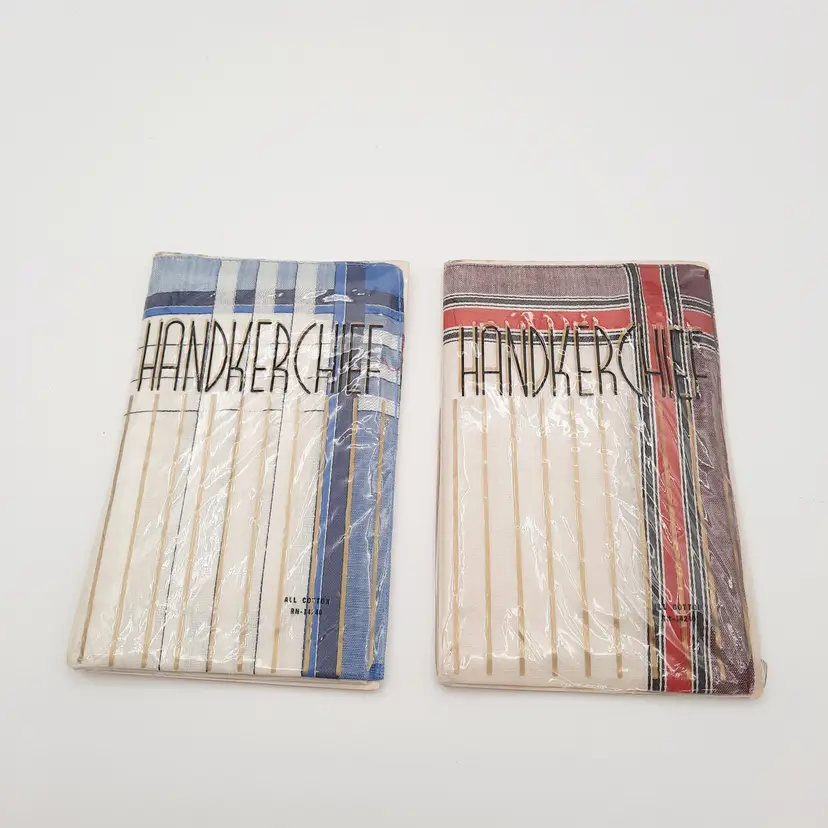 Vintage Mens Handkerchiefs Set Of 2 NOS