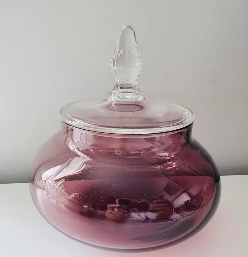 Morgantown Vintage Candy Dish With Lid - Cranberry