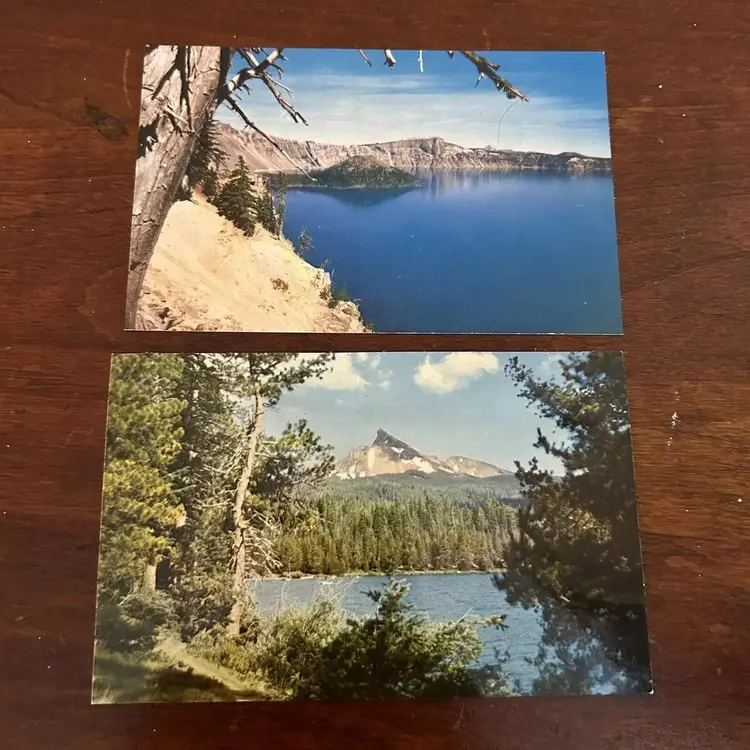 Lot Of 4 Vintage Crater Lake Post Cards Diamond Lake Mt. Thielsen Nature Ephemera