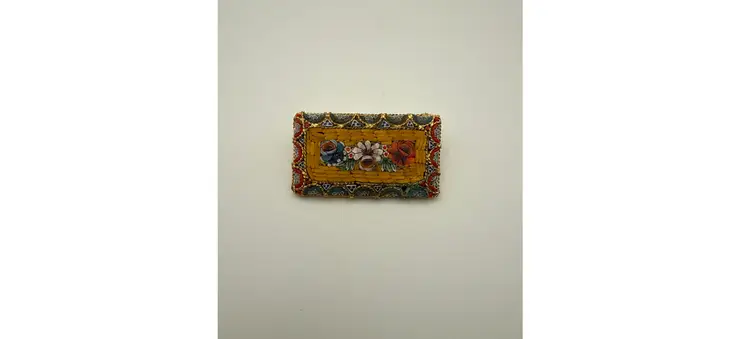 Vintage Italian Art Glass Micro Mosaic Brooch **read**