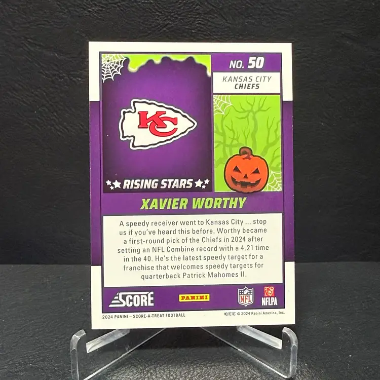 Xavier Worthy 2024 Score-A-Treat #50 Rising Stars Green Bats RC Kansas City Chiefs