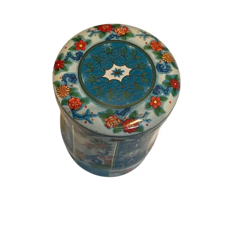 #01 - Vintage Daher Tea Tin Canister Metal Floral England