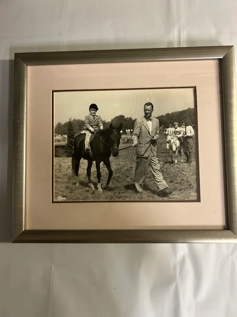 Vintage Framed 1949 Equestrian Photo Boy On Pony Leadline Class Tack Shop/Room/Barn Office Decor