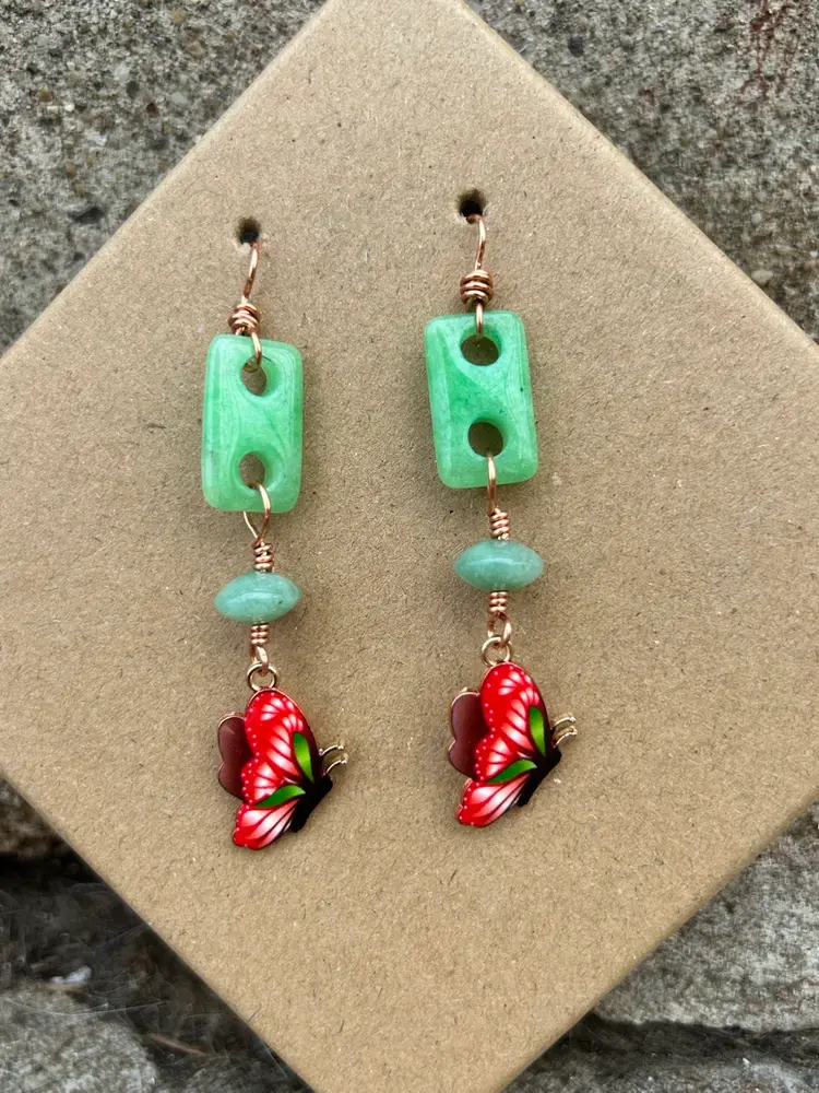 Handmade Gemstone & Butterfly Earrings By Me