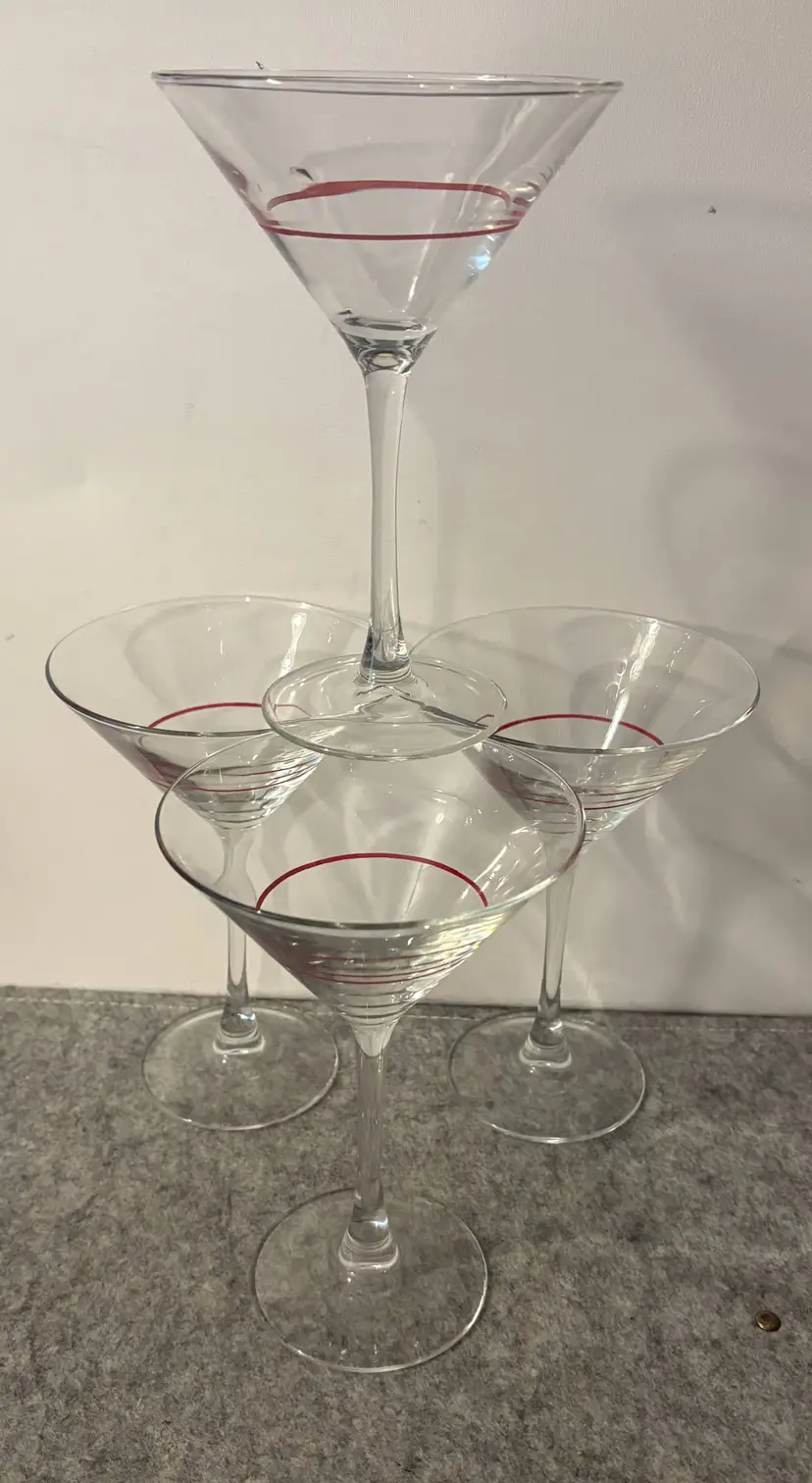 Red Swirl Martini Glasses  6.5/8" # 3184