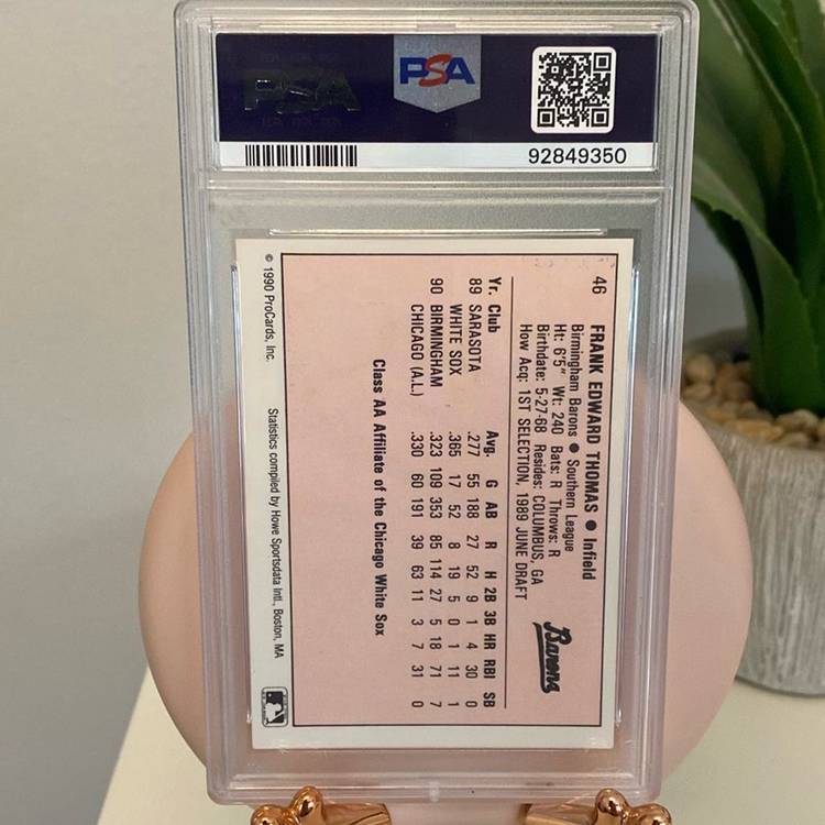 Psa 9 Frank Thomas 1990 Pro cards Minor League Stars