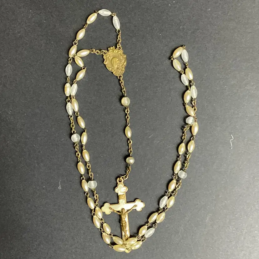 Vintage Rosary Faux Pearl