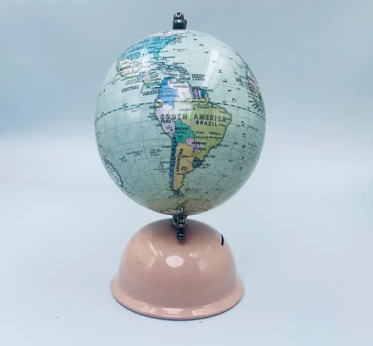 Vintage Globe Bank - Mid Century World Globe Coin Bank - Desk Decor SEO Jeong Korea
