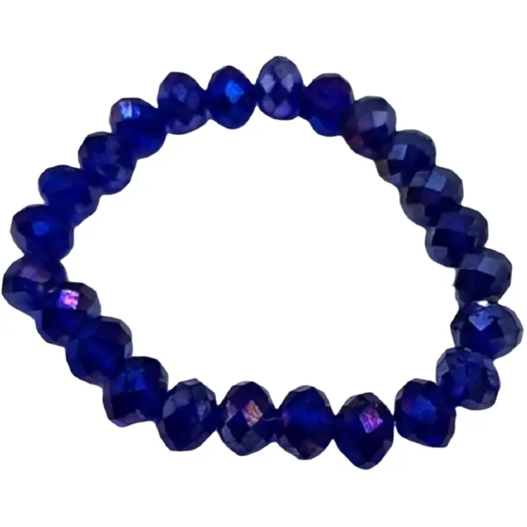 Faceted blue glass stretch bracelet 2 1/2-3"