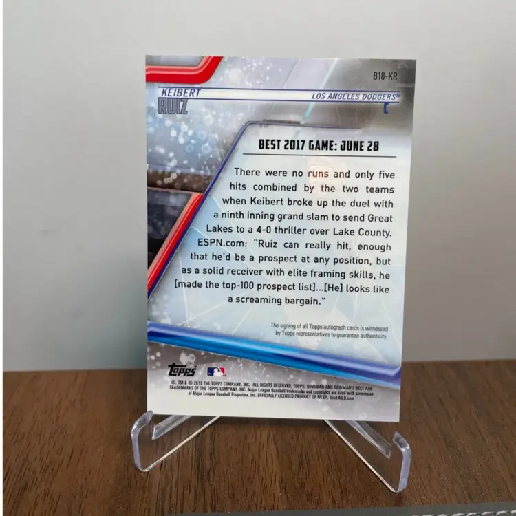 Keibert Ruiz (Washington Nationals) 2018 Bowman Best Autograph Los Angeles Dodgers Uniform