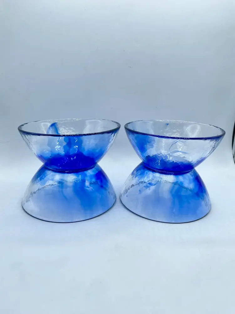 BORMIOLI ROCCO MURANO Cobalt Blue Swirl Glass Bowl Set of 4