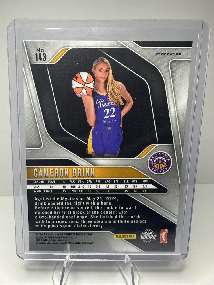 2024 Panini Prizm CAMERON BRINK Blue Velocity (Rc) LA Sparks Rookie #143