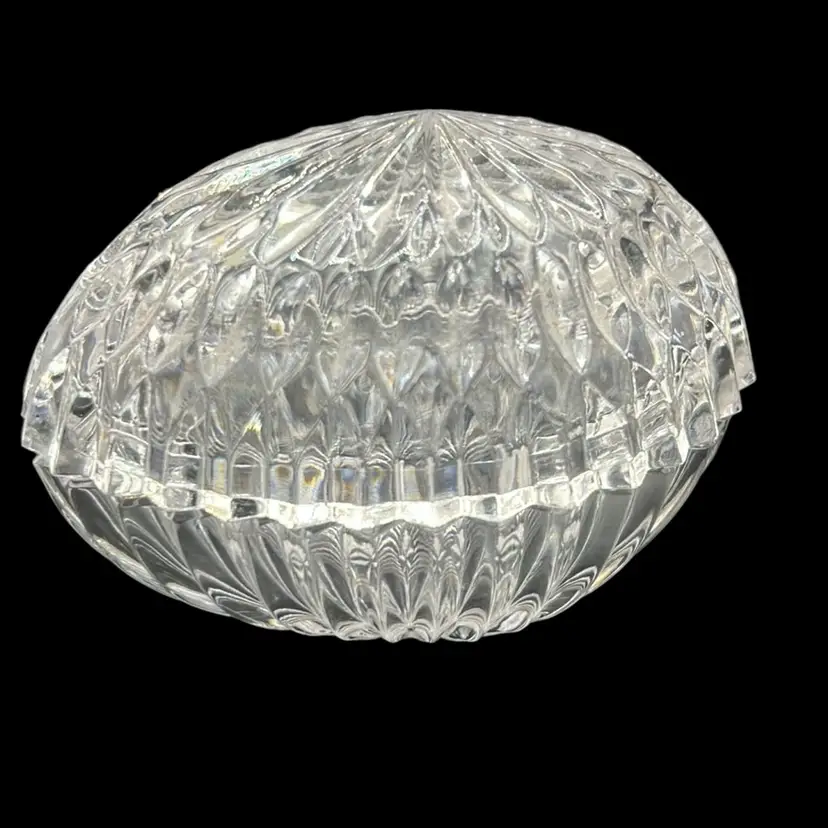 Beautiful Faceted Crystal Glass Lidded Egg Trinket Box, Easter Egg,quality Pressed Glass. 3” Unmarked