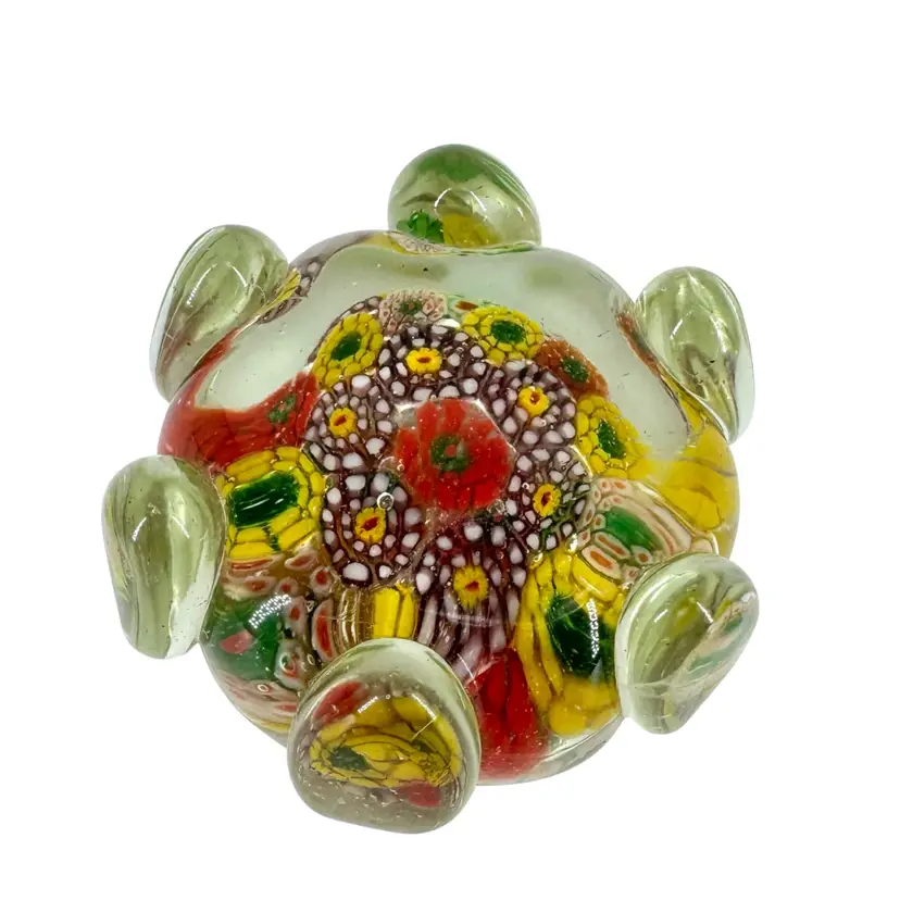 Vtg Chinese Millefiori Art Glass Paperweight #2