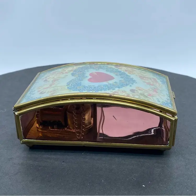 #4101 Valentine Cupid Trinket Music Box Handmade by Via Vermont Mexico