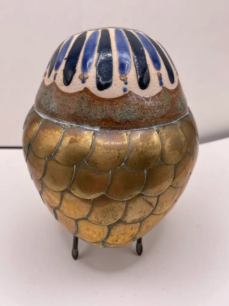 Tonala Brass Owl Signed By Alexander Basques