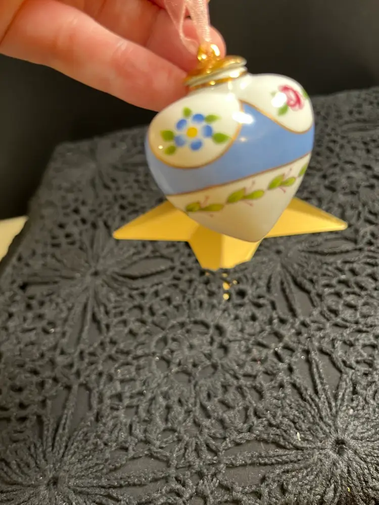 Porcelain Heart Shaped Ornament-Hand Painted