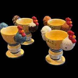 4 Rooster Egg Cups