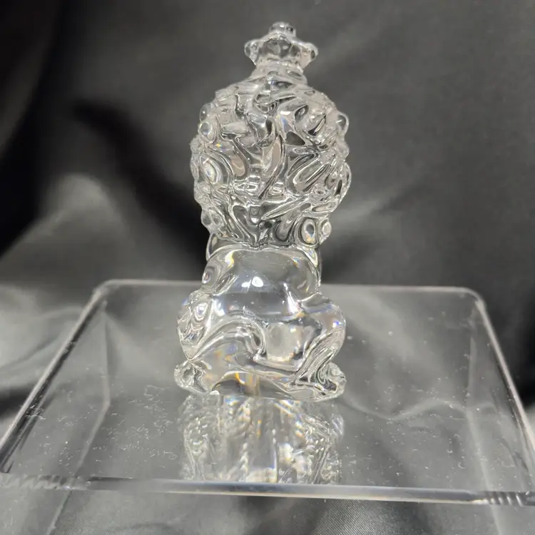 #1607 Princess House Treasures 24% Lead Crystal Rocking Horse Lion  Lester The Lion Glass Figurine Paperweight