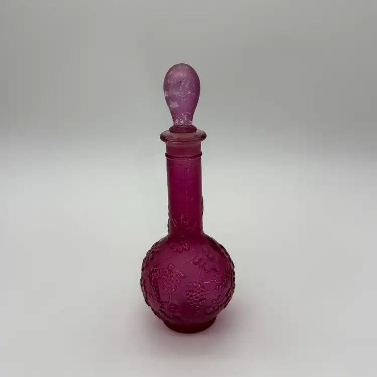 Vintage Avon Victorian Style Perfume Decanter Bottle Cranberry Grape With Top