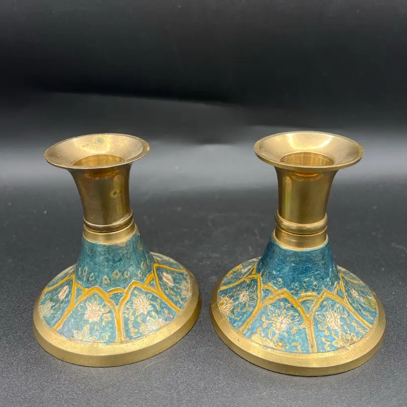 024. Painted Brass Candle Holders