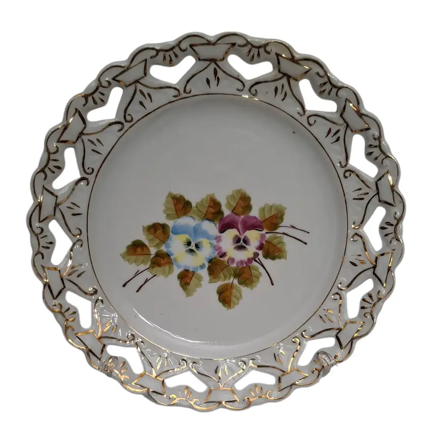 Vintage Reticulated Heart Pansy Plate