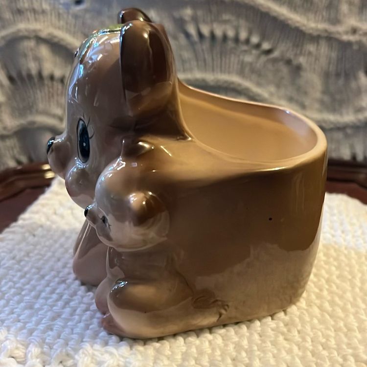 Vintage 1950s mama bear and baby bear planter made in Japan