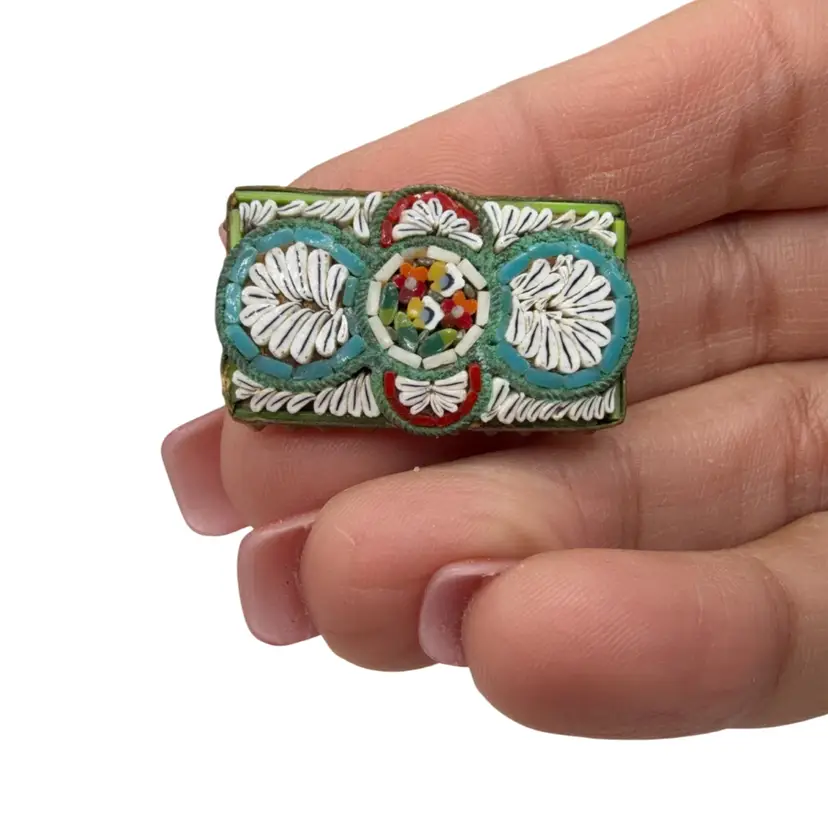Antique Made in Italy Micro Mosaic Brooch