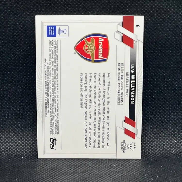 Leah Williamson 2022/23 Topps Chrome UEFA Blue /250 Arsenal Soccer Card
