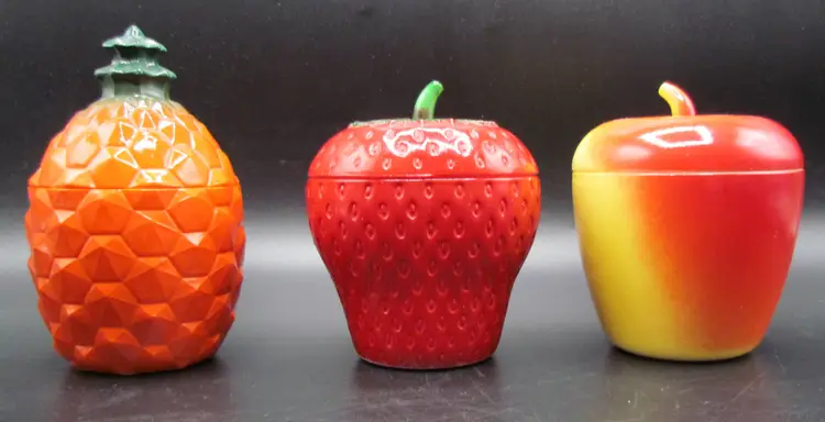 VTG Pineapple/Apple/Strawberry Hazel Atlas Kix Cereal Promo Jam Jar 1930s/40s