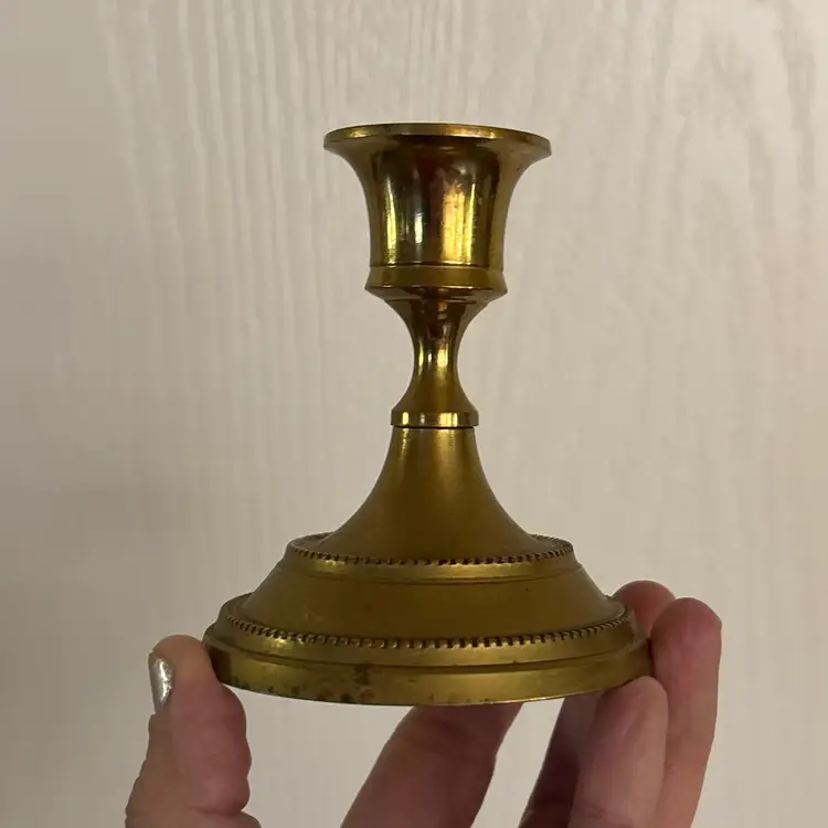 Vintage Set of Hosley Solid Brass Circular Taper Candlesticks