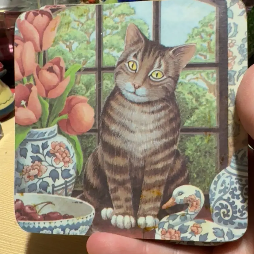 Vintage Cat Coasters, Set/4