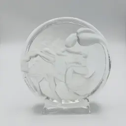 Vintage Scorpio Goebel Crystal Paperweight Zodiac Sign Relief Glass Signed