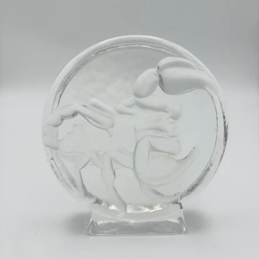 Vintage Scorpio Goebel Crystal Paperweight Zodiac Sign Relief Glass Signed